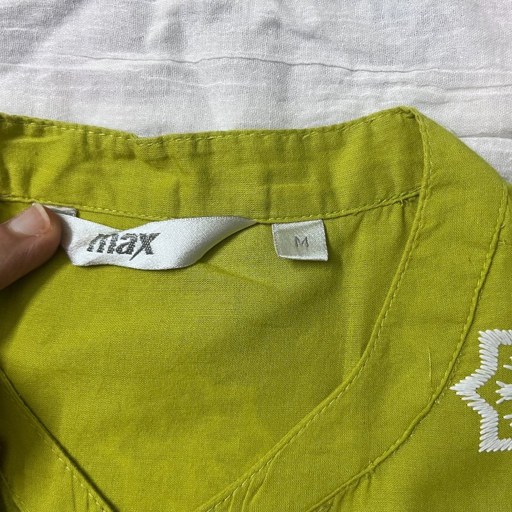 Lime Green Embroidered Cotton Kurta from Max - Picture 2 of 9